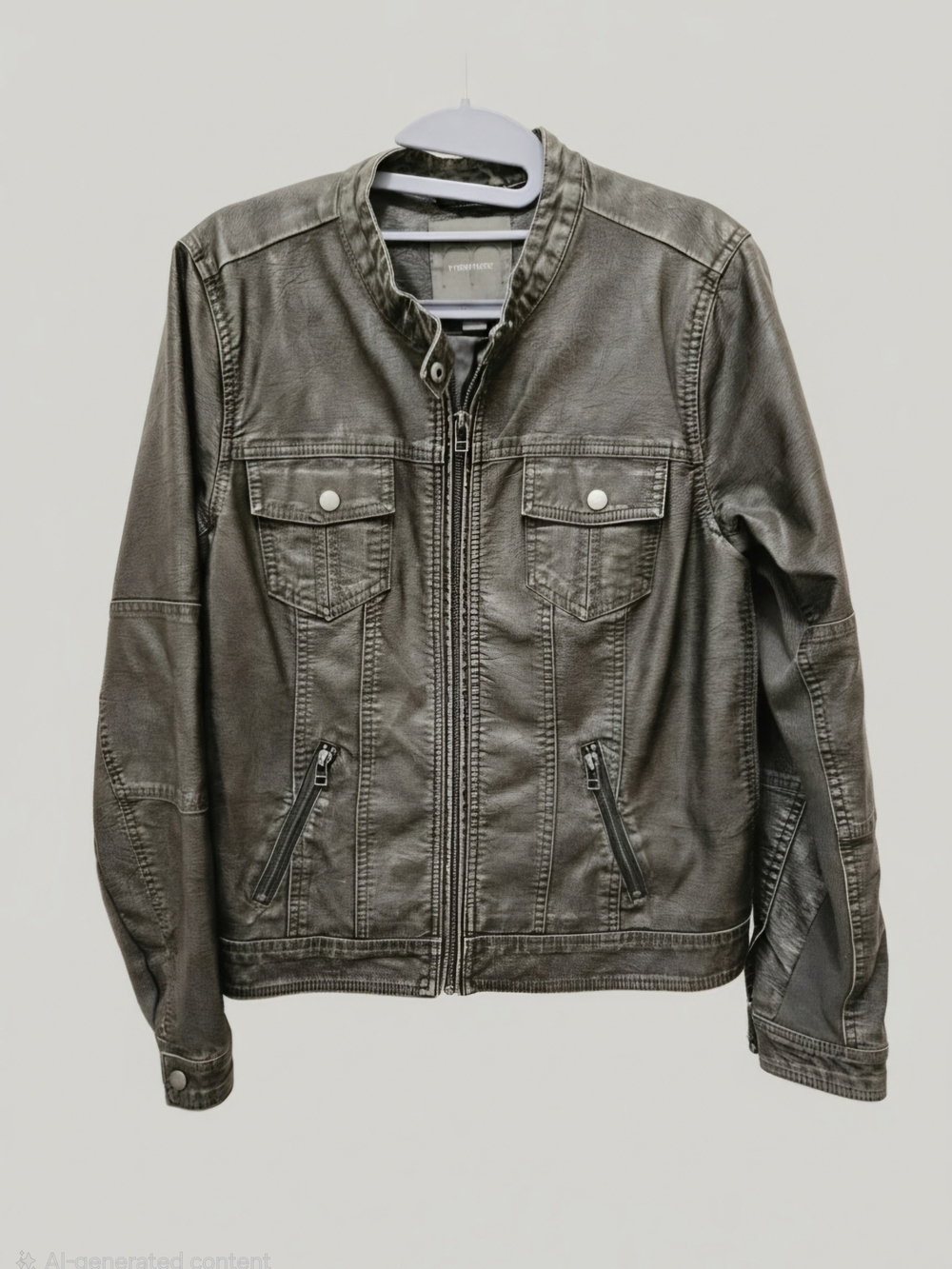 Maurices Olive Green Faux Leather Moto Jacket Size M Stretch Panels